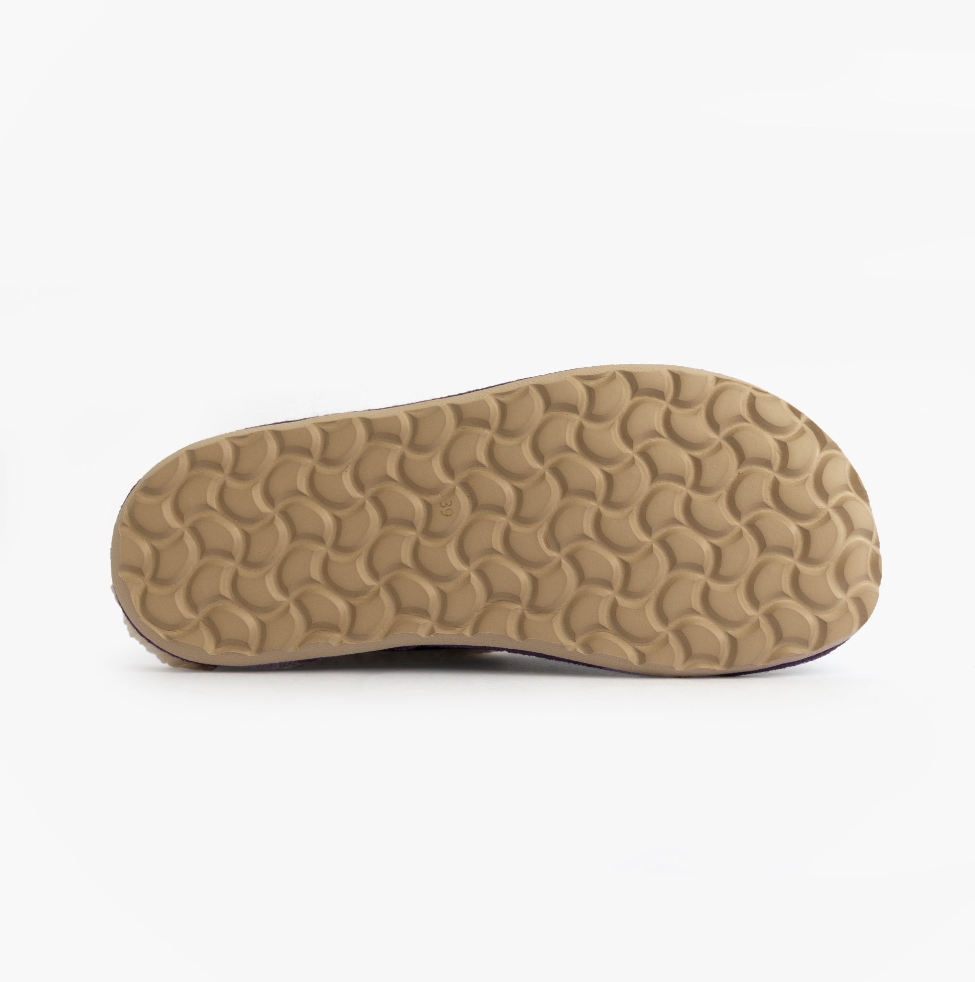 Bottom view of Nordikas 2087 Womens Suede Mule Slippers Purple showing rubber sole design.
