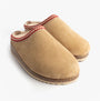 Nordikas 2247 Womens Suede Mule Slippers Beige side view showing soft suede and comfort design.