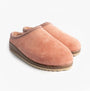 Nordikas 2247 Womens Suede Mule Slippers Rose Pink side view showing comfortable, slip-on suede design with low heel.