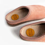 Nordikas 2247 Womens Suede Mule Slippers Rose Pink side view showcasing soft suede material and plush lining.