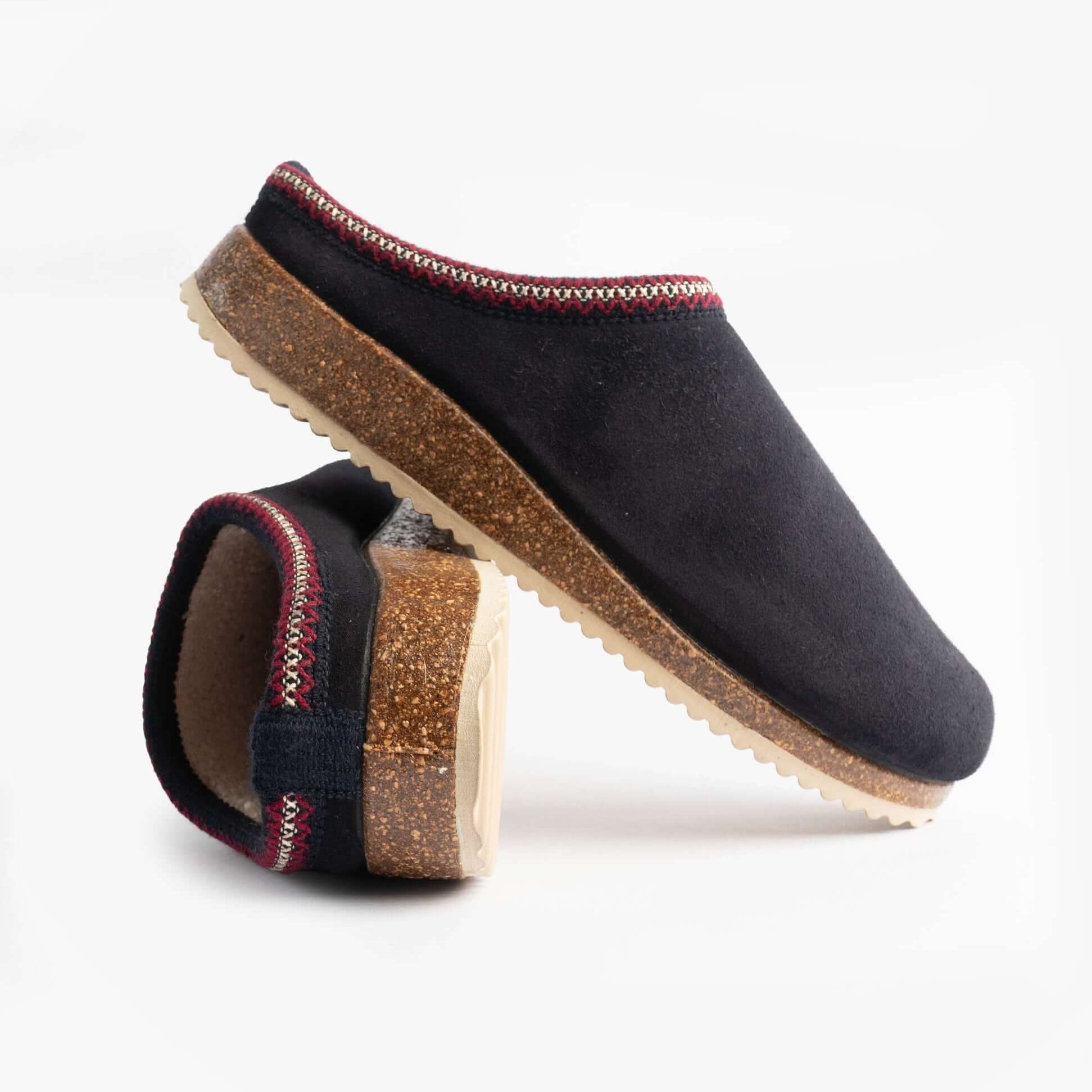 Nordikas 2258 Mens Suede Mule Slippers Marine Blue side view showcasing slip-on comfort and premium suede material.