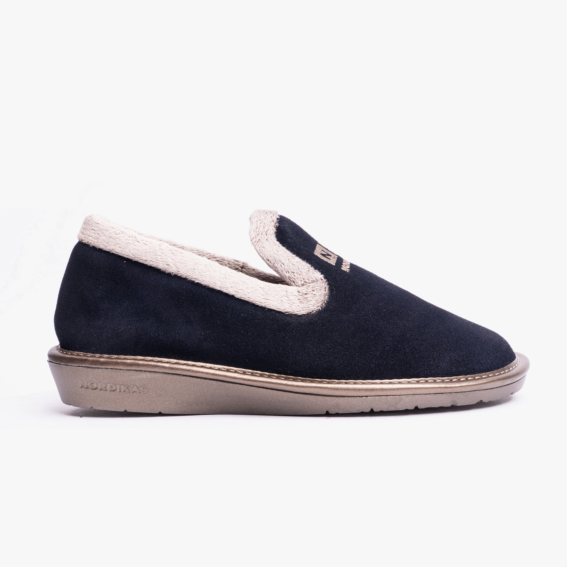 Nordikas 305 Womens Suede Full Slippers Marine Blue
