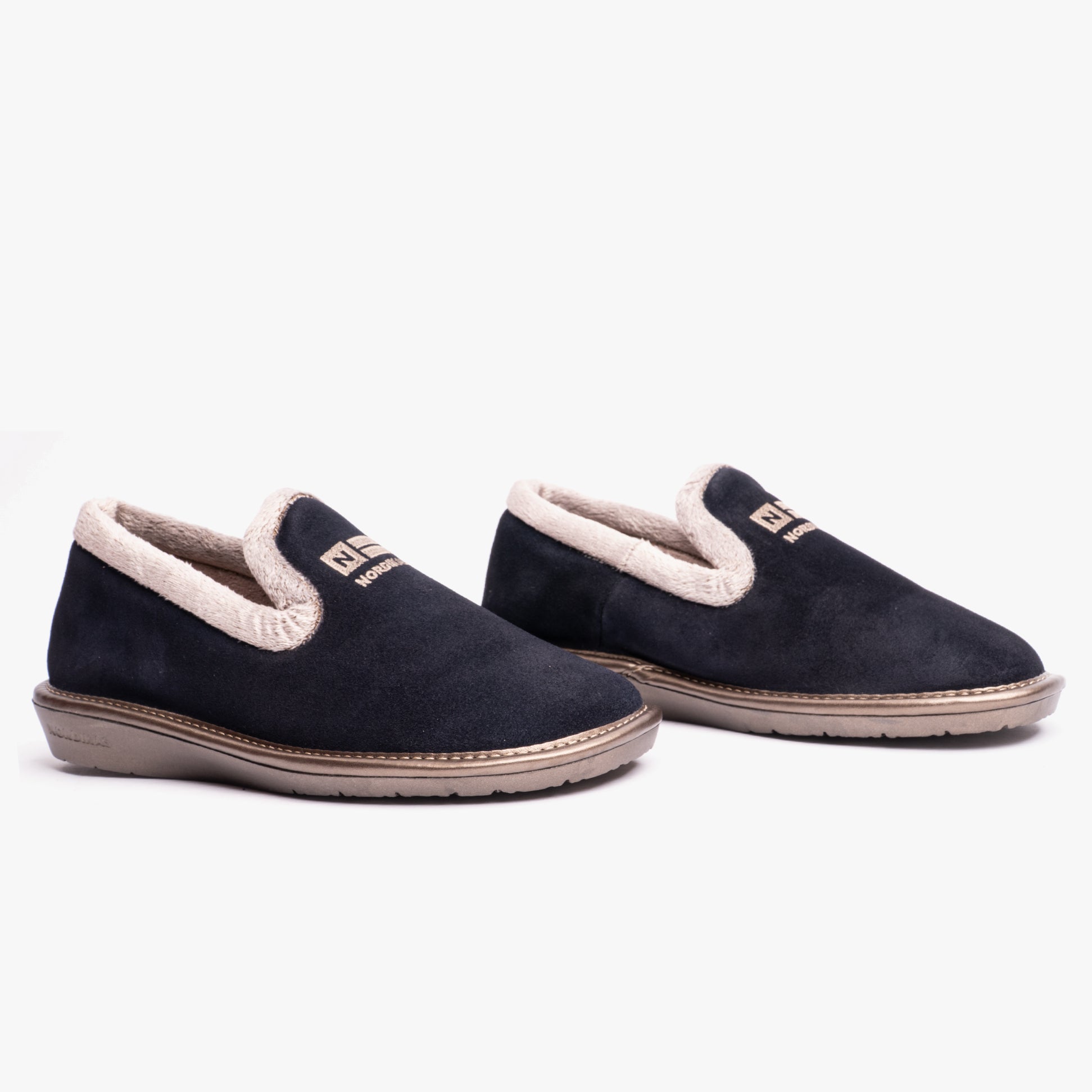 Nordikas 305 Womens Suede Full Slippers Marine Blue