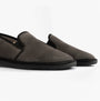 Nordikas 663 Mens Suede Full Slippers Grey, suede and leather with round toe, pull-on design, comfort-focused, regular width, low heel.
