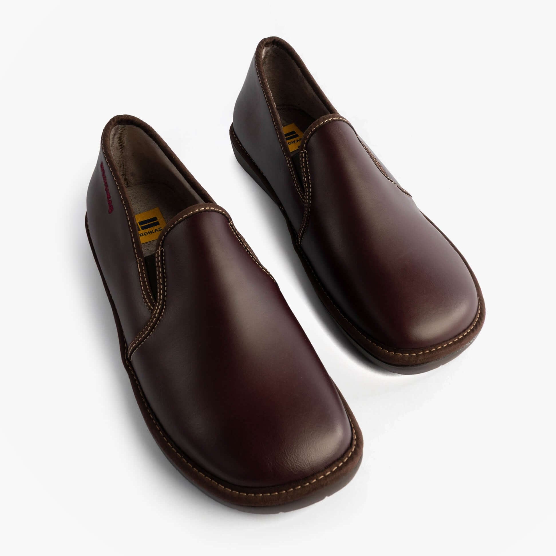 Nordikas 663 Mens Leather Full Slippers Bordo side view, premium leather design in bordo color with low top and comfortable fit.