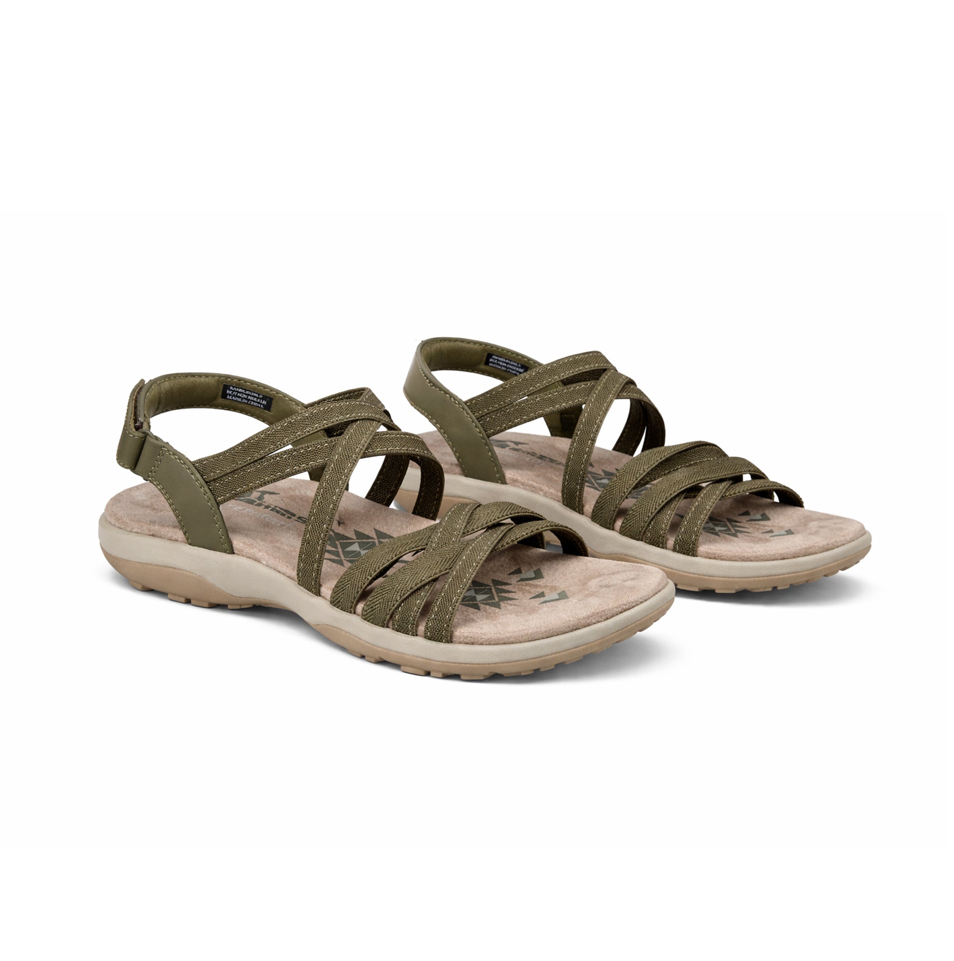Skechers REGGAE SLIM - SUMMER GETAWAY Womens Cross Strap Sandals Olive