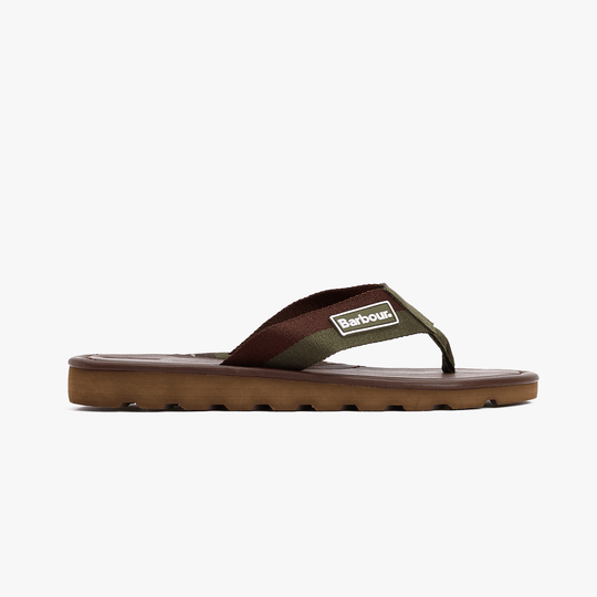 Barbour HARKER Mens Flip Flops Choc/Olive