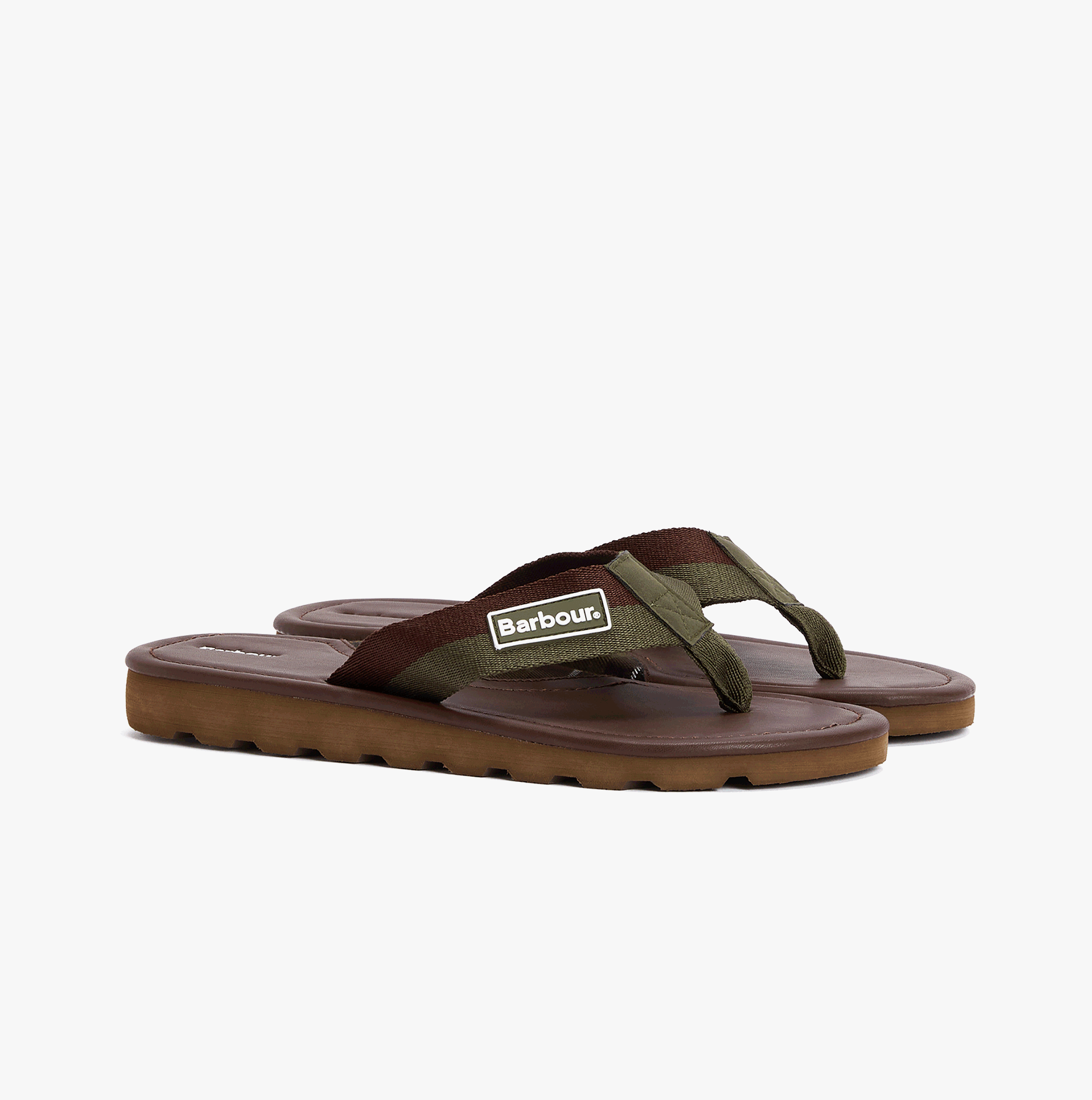 Barbour HARKER Mens Toe-Post Sandals Choc/Olive