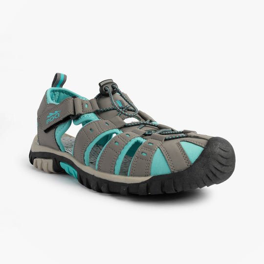 PDQ SASHA Womens Toggle & Velcro Summer Trail Sandals Grey/Mint