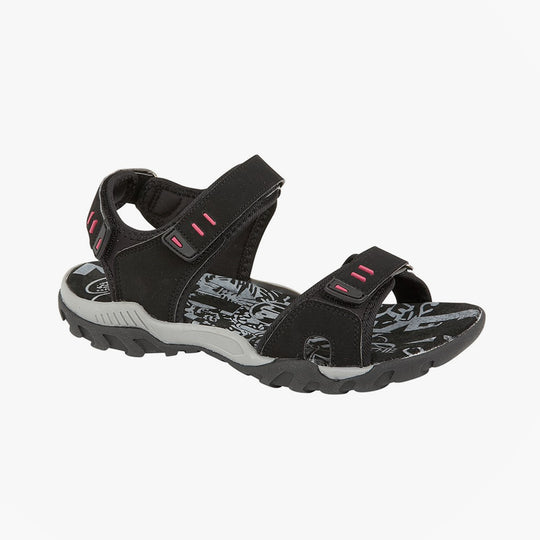 PDQ SANDY Womens Faux Nubuck Velcro Sports Sandals Black