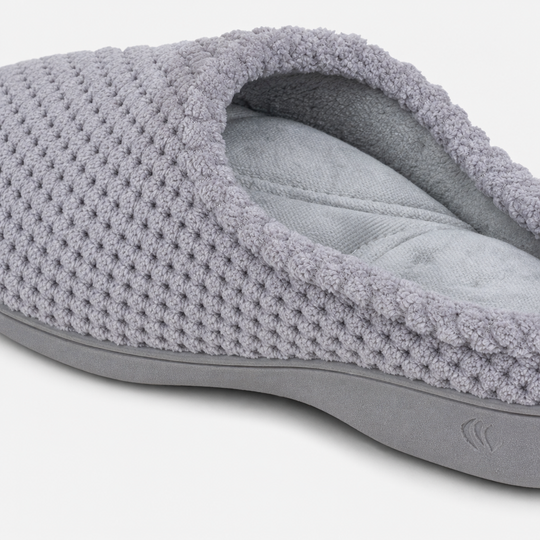 Totes Isotoner POPCORN TERRY Womens Mule Slippers Grey