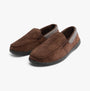 Padders STAN Mens (G Fit) Slippers Brown side view showing comfortable textile upper and slip-on design.