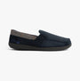 Padders STAN Mens (G Fit) Slippers Navy side view showing soft textile upper and slip-on design.