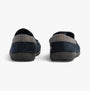 Padders STAN Mens (G Fit) Slippers Navy back view showcasing the textured upper and plaid detail of the slip-on design.