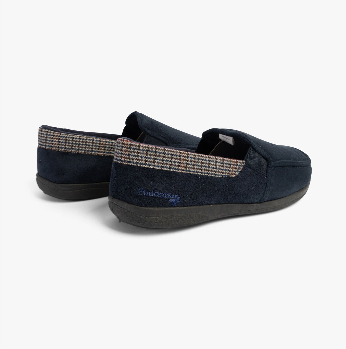 Padders STAN Mens (G Fit) Slippers Navy rear view showing textile upper and sole, perfect for comfort at home.