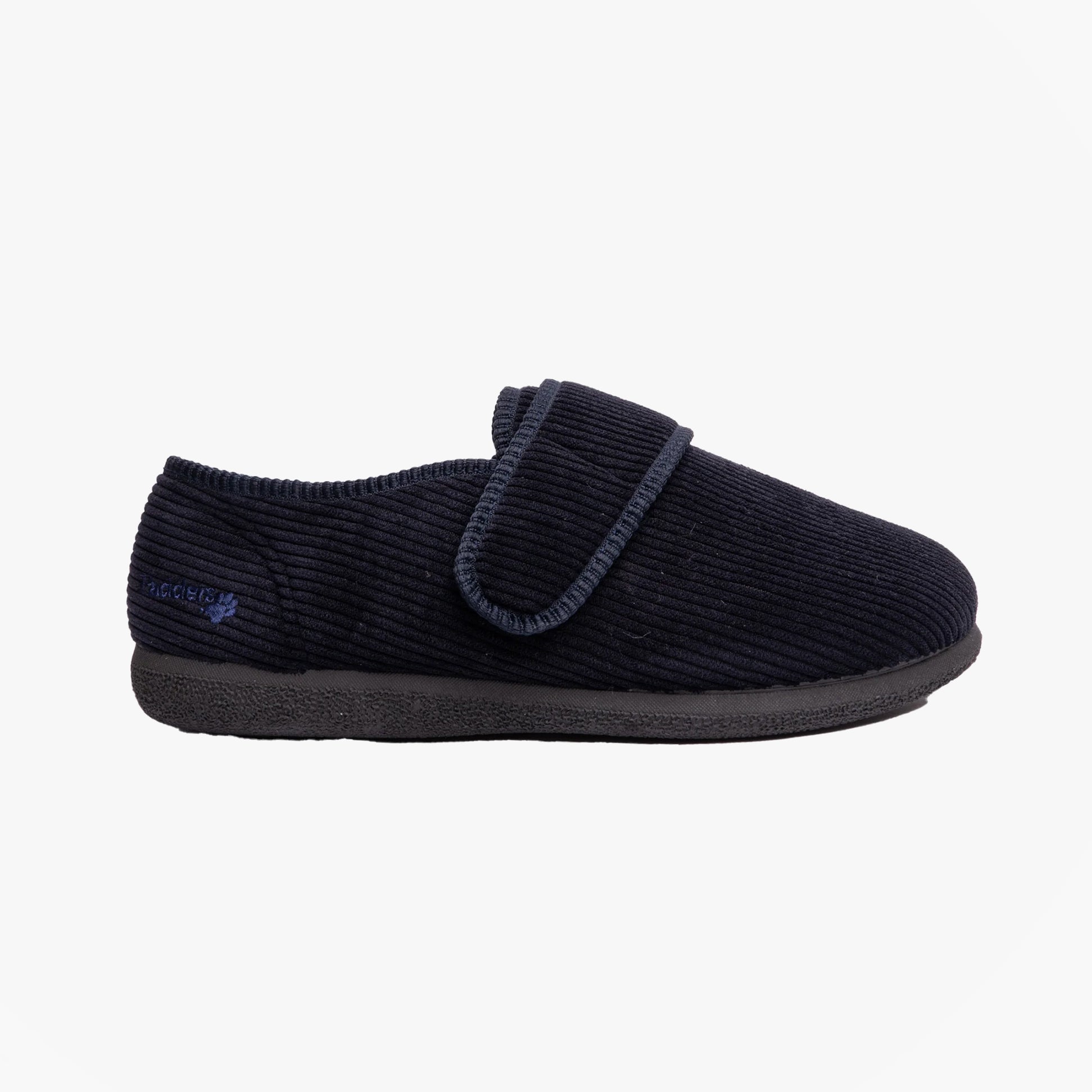 Padders OLIVER Mens Super Wide Touch Fasten Full Slippers Navy