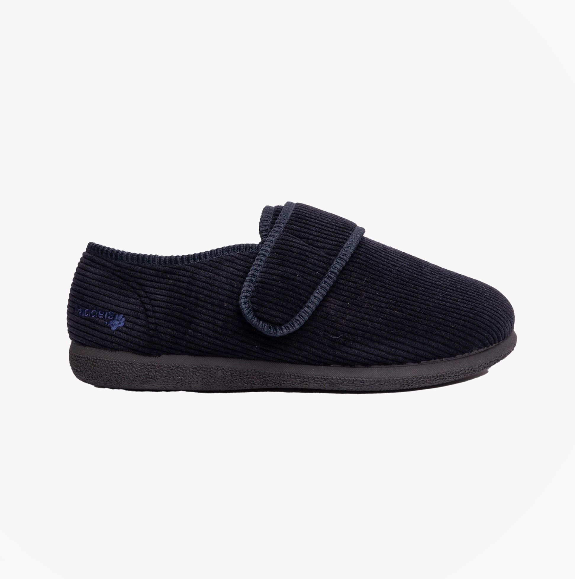 Padders OLIVER Mens Super Wide Touch Fasten Full Slippers Navy