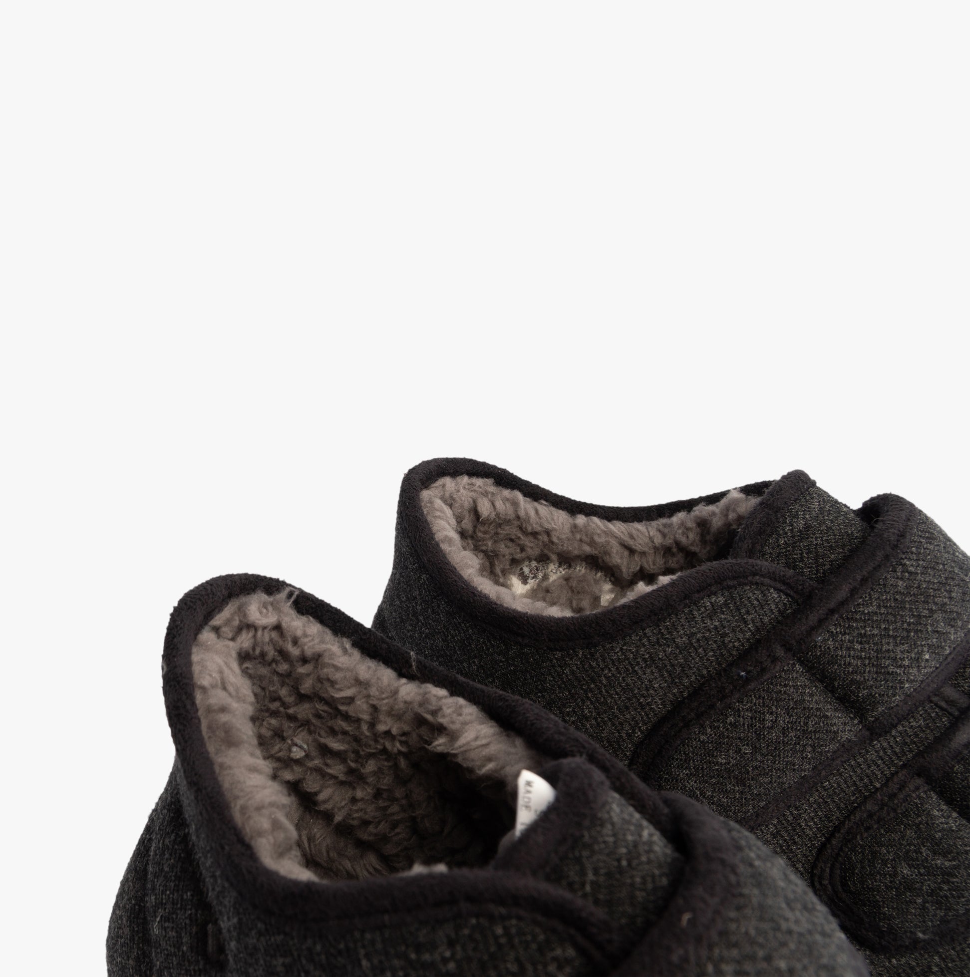 Padders BRIAN Mens Boot Slippers Charcoal top view showing soft lining and touch fasten closure details.