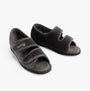Padders LYDIA X Womens (6E Fit) Touch Fasten Slippers Grey side view showcasing adjustable straps and open toe design.
