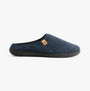 Padders FELIX Mens Mule Slippers Blue Felt side view showcasing textile upper and rubber sole.