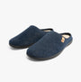 Padders FELIX Mens Mule Slippers Blue Felt, side view showing the textile upper and rubber sole.