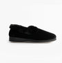 Padders CAMILLA Womens (2E Fit) Touch Fasten Slippers Black side view showing soft textile upper and round toe shape.