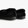 Padders CAMILLA Womens (2E Fit) Touch Fasten Slippers Black rear view showing soft textile upper and rubber sole.