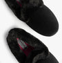 Padders CAMILLA Womens (2E Fit) Touch Fasten Slippers Black top view showing soft textile lining and round toe shape.