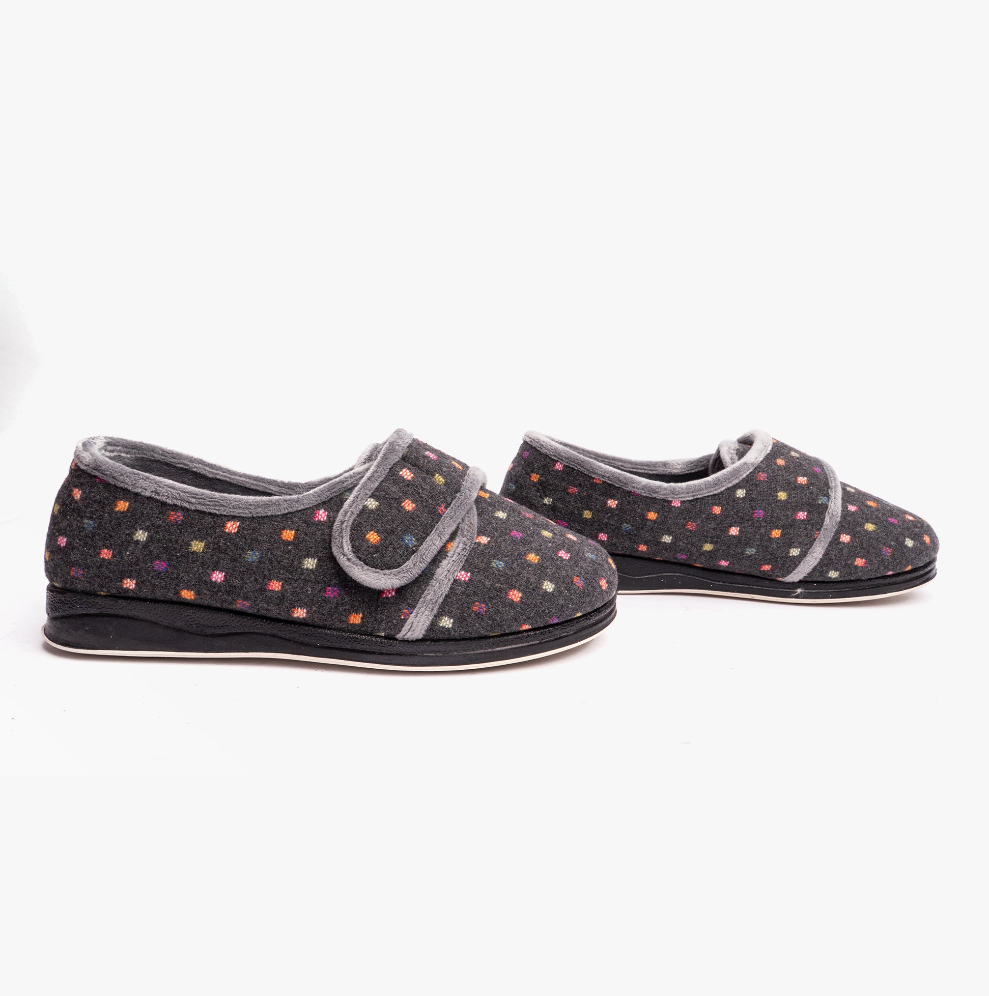 Padders REPOSE Womens (2E Fit) Full Slippers Charcoal