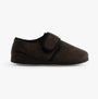 Padders CHARLES Mens (G Fit) Slippers Brown Checked side view showcasing textile upper and touch fasten closure.