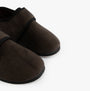 Padders CHARLES Mens (G Fit) Slippers Brown Checked close-up view featuring round toe and textile upper.