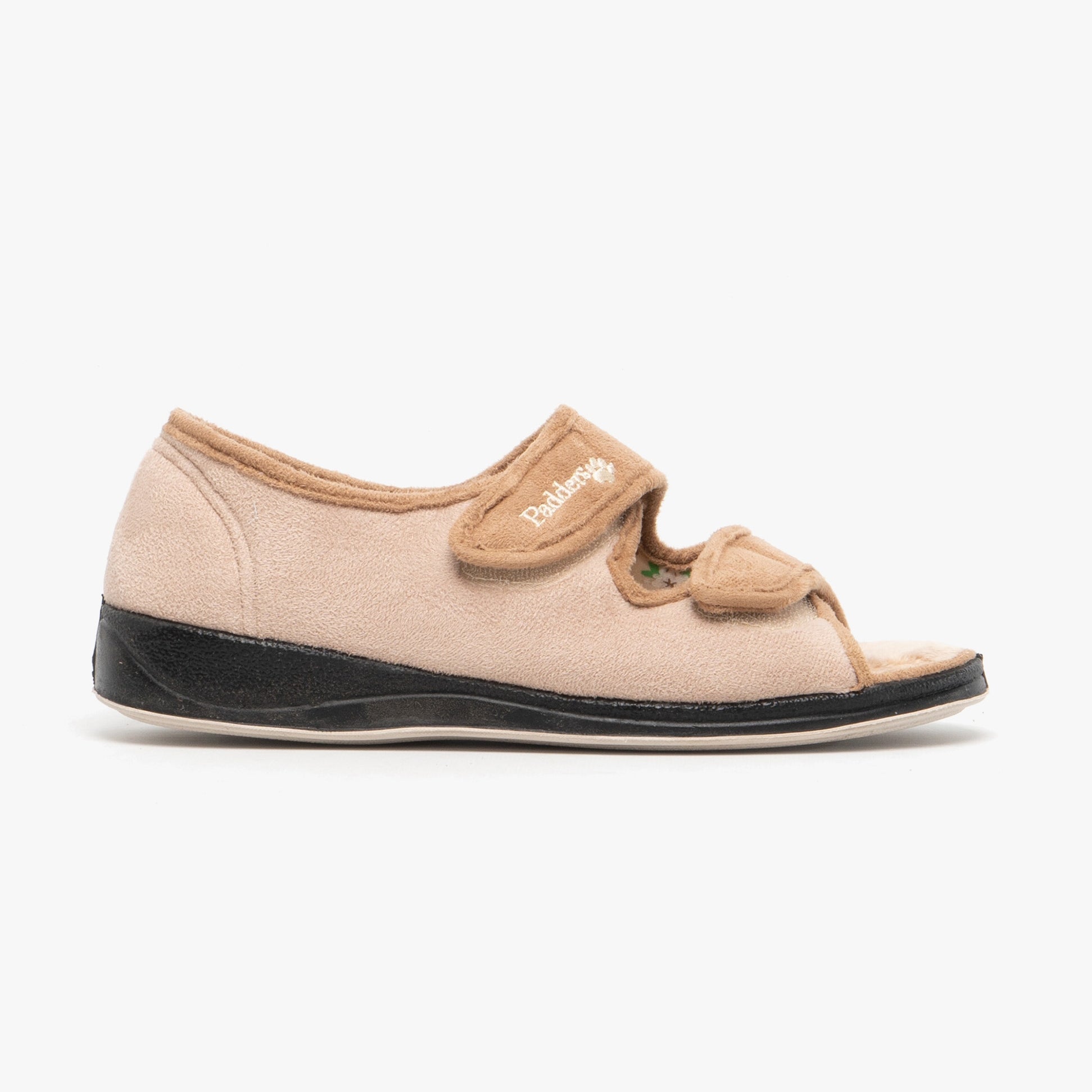 Padders LYDIA Womens (2E Fit) Touch Fasten Slippers Taupe