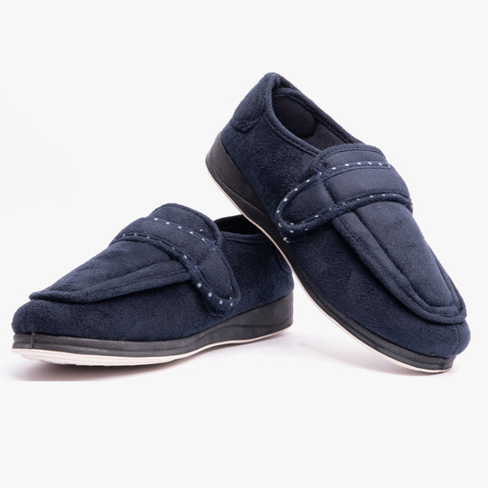 Padders ENFOLD Womens (2E Fit) Touch Fasten Full Slippers Navy