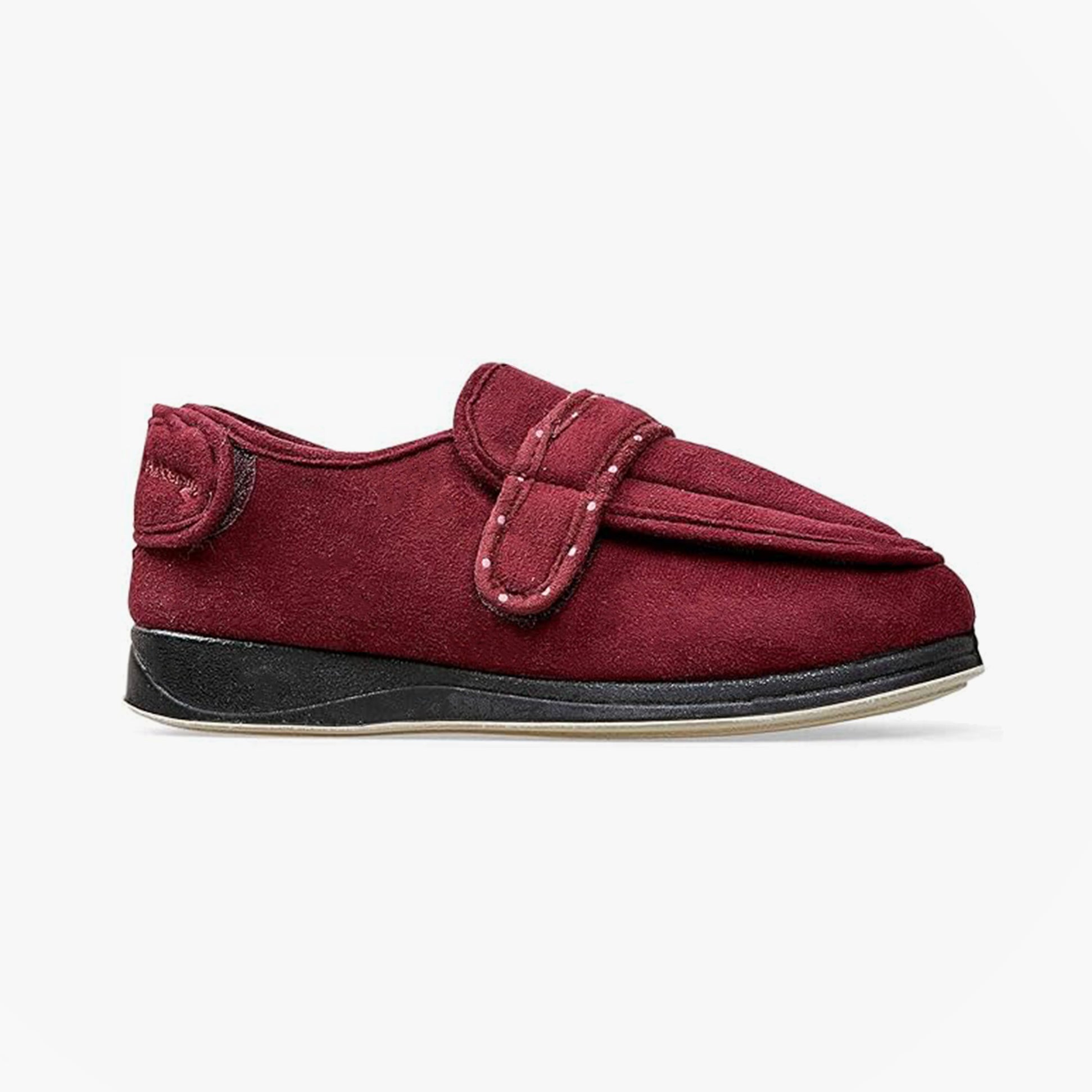 Padders ENFOLD Womens (2E Fit) Touch Fasten Full Slippers Burgundy