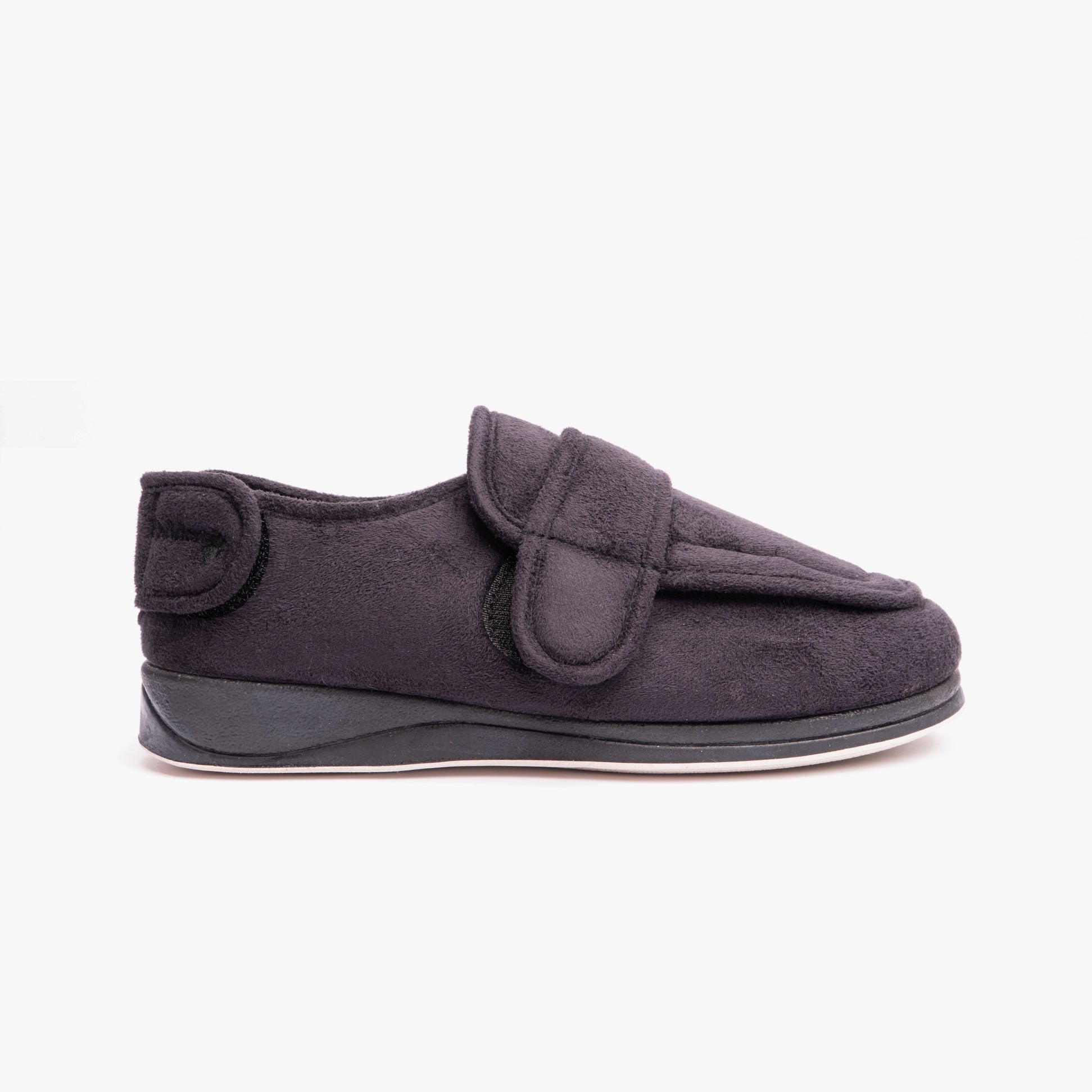 A single black Padders men's slipper with touch fasten closure, displayed against a white background.