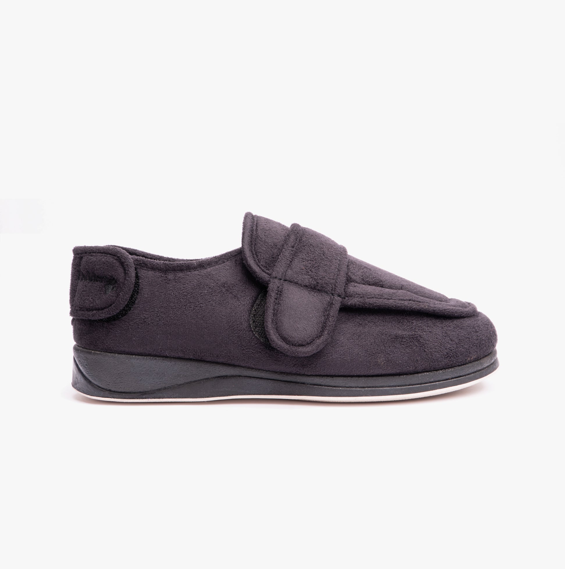 A single black Padders men's slipper with touch fasten closure, displayed against a white background.