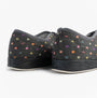 Padders CAMILLA Womens (2E Fit) Touch Fasten Polka Dot Slippers Grey/Multi rear view showing colorful polka dots.
