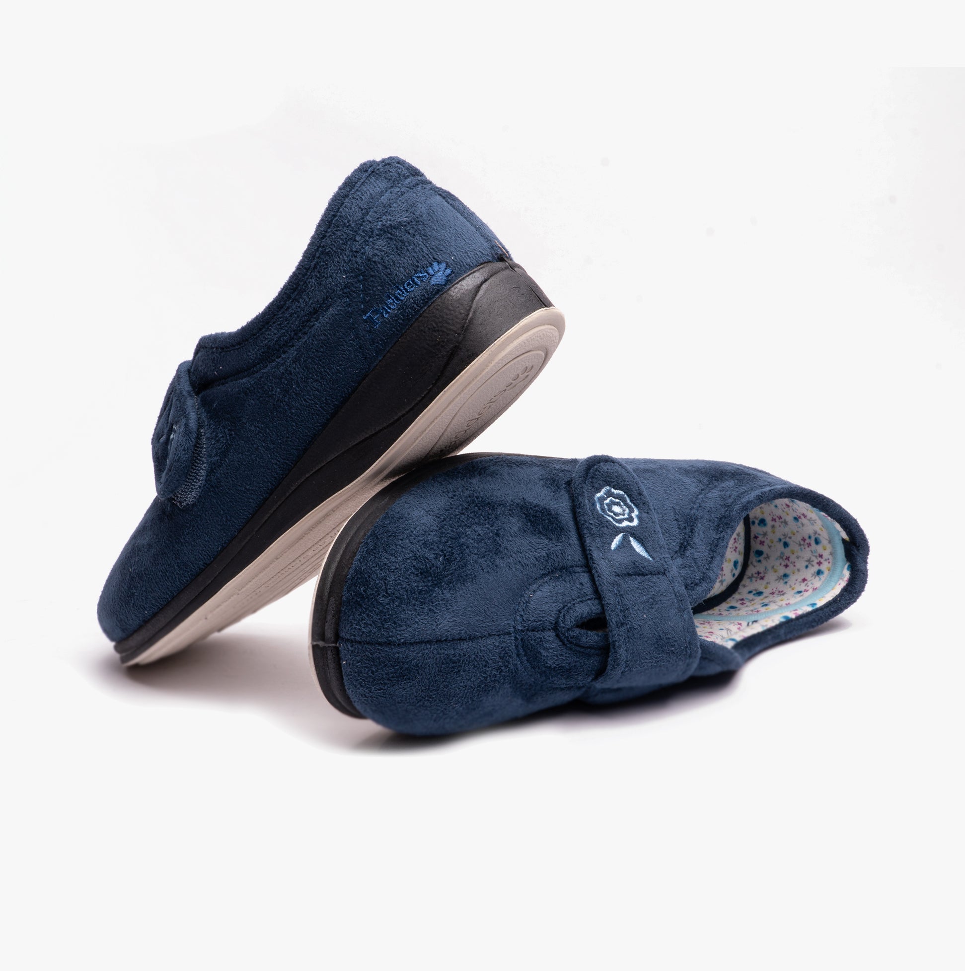 Padders CAMILLA Womens (2E Fit) Touch Fasten Slippers Denim Blue