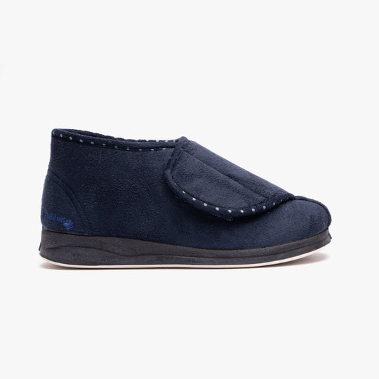 Padders CHERISH Womens (2E Fit) Touch Fasten Boot Slippers Navy