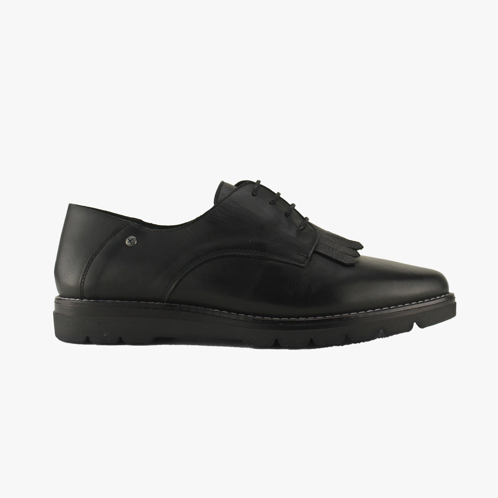 Pikolinos RIGA Womens Leather Flats Lace Up Shoes Black
