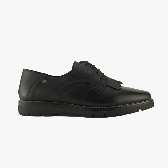 Pikolinos RIGA Womens Leather Flats Lace Up Shoes Black