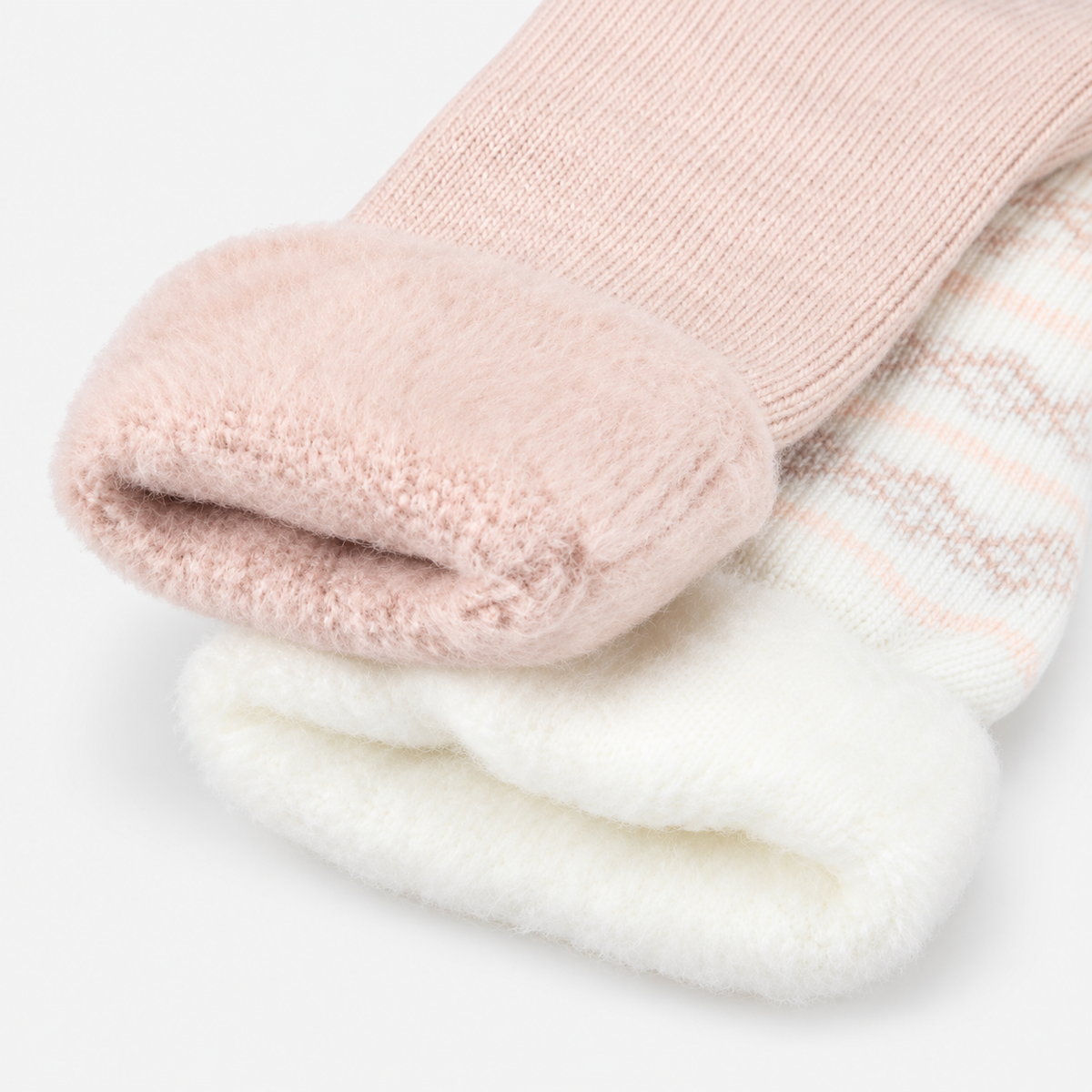 Totes Toasties PREMIUM BRUSHED THERMAL BED SOCK (TWIN PACK) Womens Bed Socks Cream / Pink
