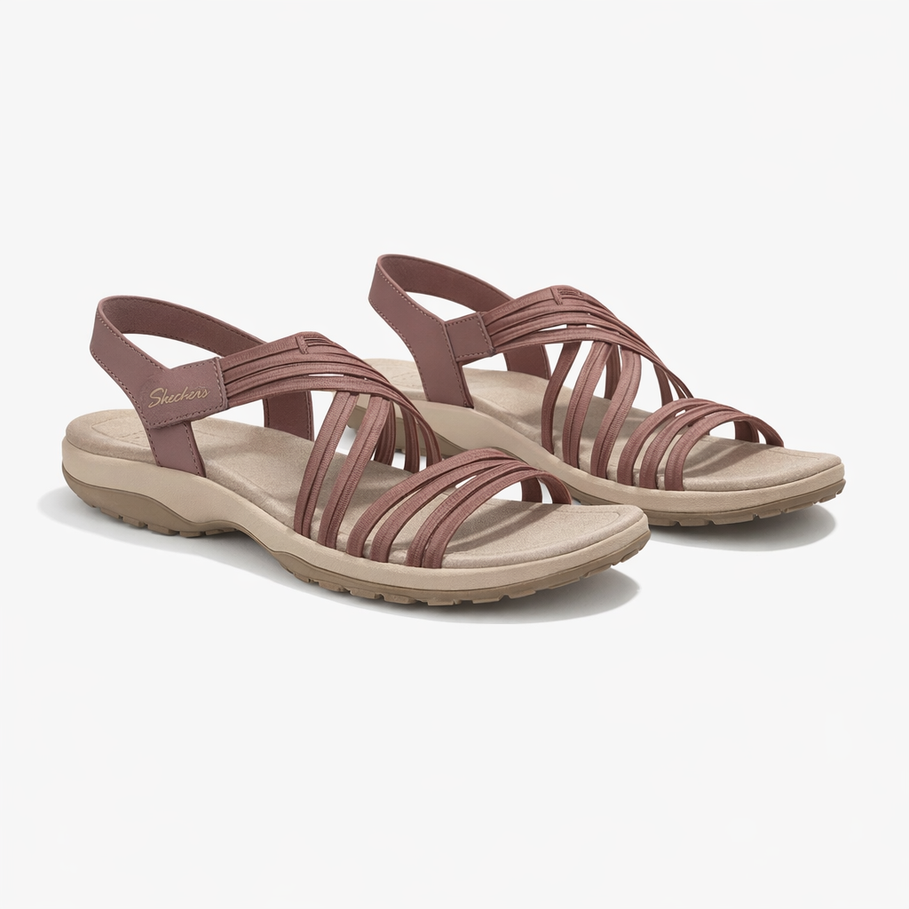 Skechers REGGAE SLIM - SUNNYSIDE 2.0 Womens Cross Strap Sandals Mauve/Pink
