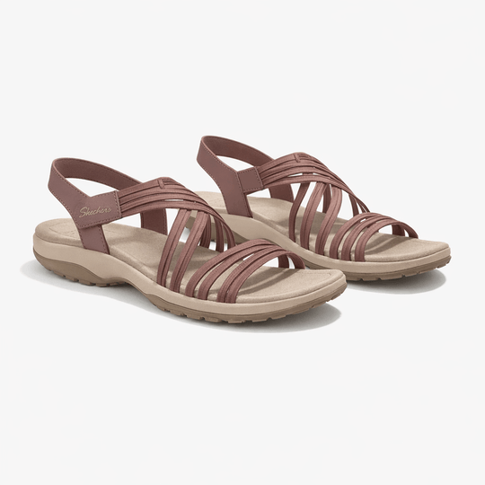 Skechers REGGAE SLIM - SUNNYSIDE 2.0 Womens Cross Strap Sandals Mauve/Pink