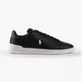 Polo Ralph Lauren HRT CT II Mens Trainers Black/White side view leather casual shoes with round toe and lace-up closure