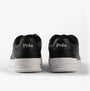 Polo Ralph Lauren HRT CT II Mens Trainers Black/White rear view, showcasing the sleek black leather and white sole design.