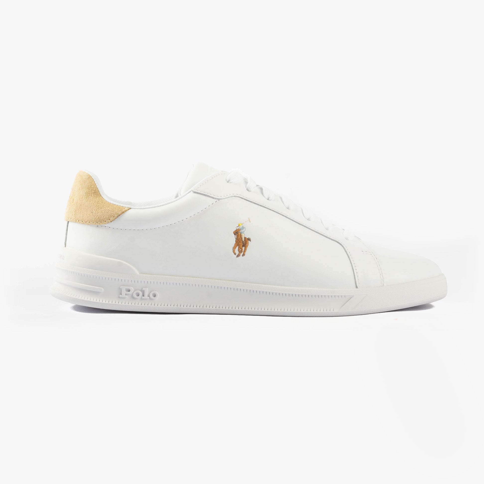 Polo Ralph Lauren HERITAGE COURT II Mens Trainers White/Bone side view featuring leather and suede materials.