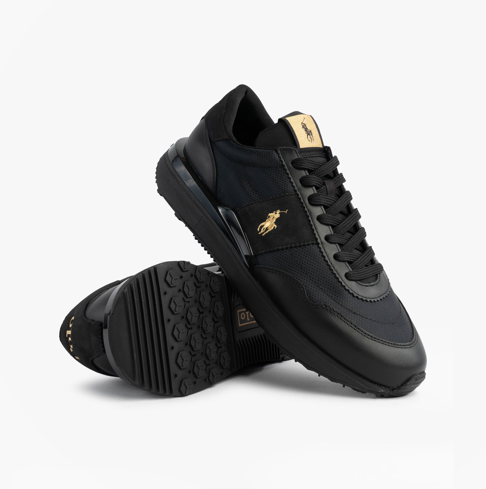 Polo Ralph Lauren Mens Train 89 V2 Lace Up Suede-Panelled Trainer Black