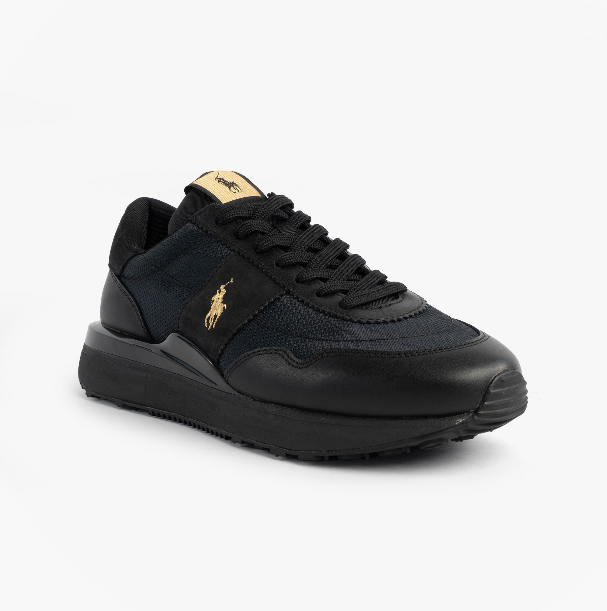 Polo Ralph Lauren Mens Train 89 V2 Lace Up Suede-Panelled Trainer Black
