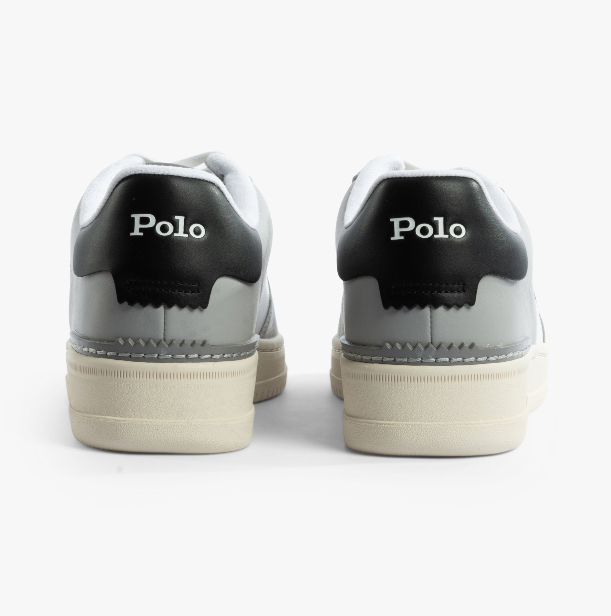 Polo Ralph Lauren MASTERS CRT Mens Trainers Tonal Channel Grey rear view showing logo and color details.